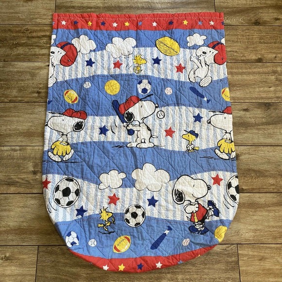 Vintage Peanuts Gang Baby Snoopy Sports Baby/Toddler Crib Blanket - Picture 8 of 8